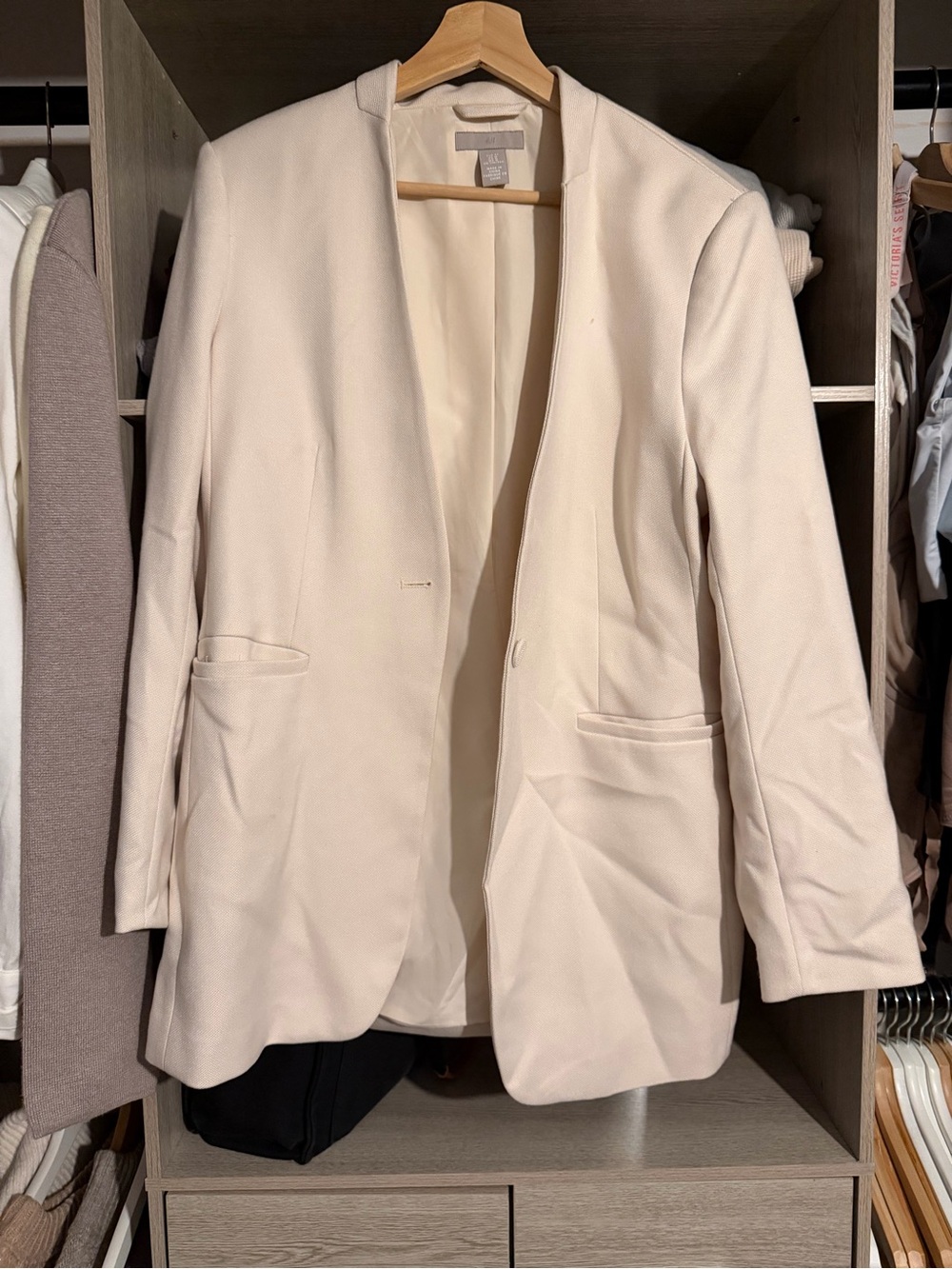 H&M Light Cream Open-Front Blazer Jacket